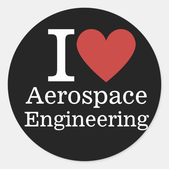 Adesivo I ❤️ Engenharia Aeroespacial para Estudantes/Facul (Frente)