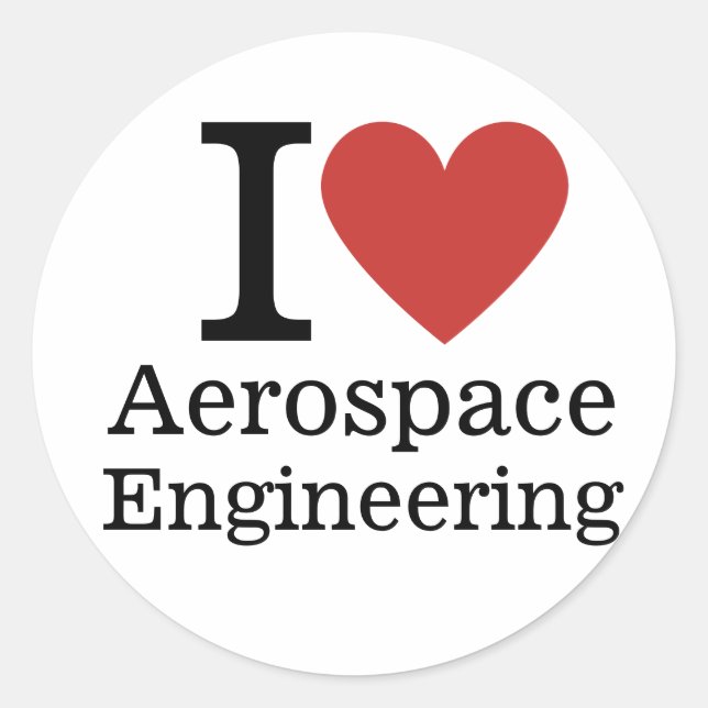 Adesivo I ❤️ Engenharia Aeroespacial para Estudantes/Facul (Frente)