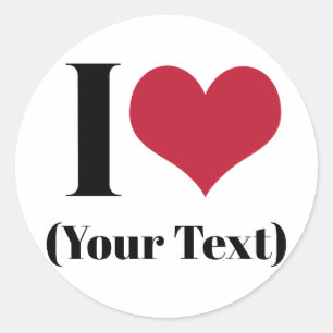 Adesivo I Heart (Adicionar seu próprio texto personalizado
