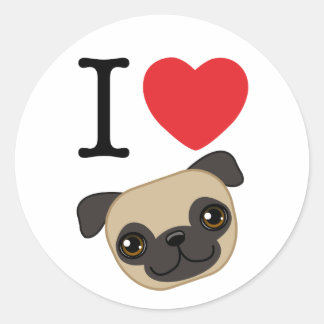 Adesivo I Heart Fawn Pugs