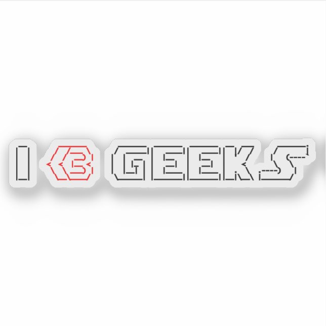 Adesivo I Heart Geeks ASCII ART (Frente)