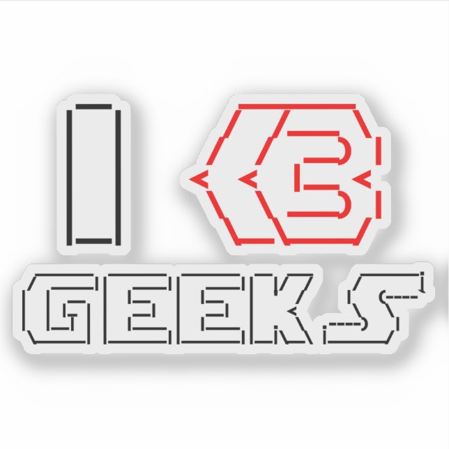 Adesivo I Heart Geeks ASCII ART (Frente)