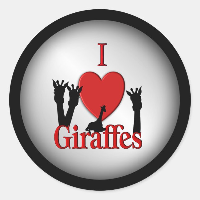 Adesivo I Heart Girafes Silver (Frente)