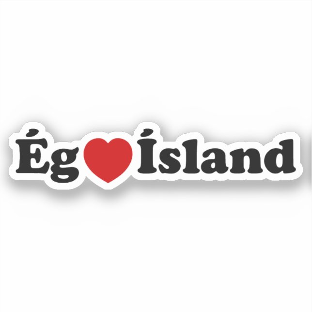 Adesivo I Heart (Love) Islândia [Ég Elska Ísland] Islandês (Frente)