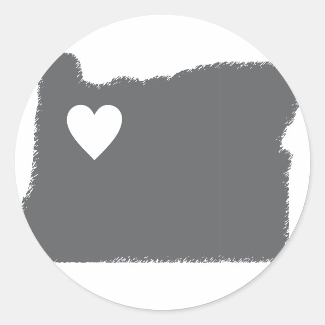 Adesivo I Heart Oregon Grunge Look Outline State Love (Frente)