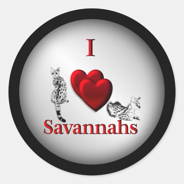 Adesivo I Heart Savannah Cat Silver (Frente)