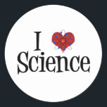 Adesivo I Heart Science<br><div class="desc">Cute I Love Science design com um modelo atômico em frente ao coração.</div>