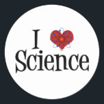 Adesivo I Heart Science<br><div class="desc">Cute I Love Science design com um modelo atômico em frente ao coração.</div>
