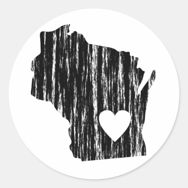 Adesivo I Heart Wisconsin Grunge Vestiu Outline State Love (Frente)