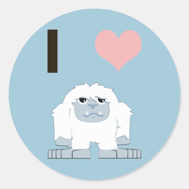 Adesivo I Heart Yeti Cute Cartoon Snow Monster (Frente)