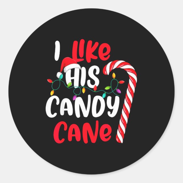 Adesivo I Like His Candy Cane Funny Christmas Couples Matc (Frente)