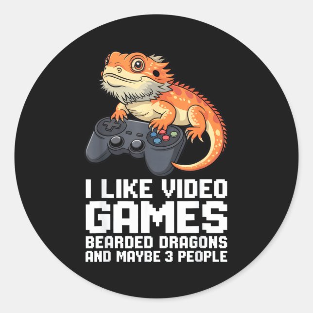 Adesivo I Like Video Games Bearded Dragon Gamer Introvert  (Frente)