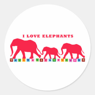 Adesivo I Love Elephants (Vermelho)