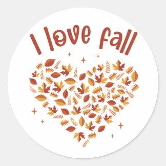 Adesivo I Love Fall. Heart W Leaves