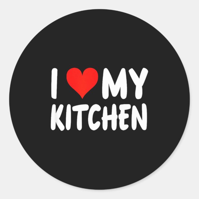 Adesivo I Love Kitchen - Heart - Funny Cute Cook Remodel C (Frente)