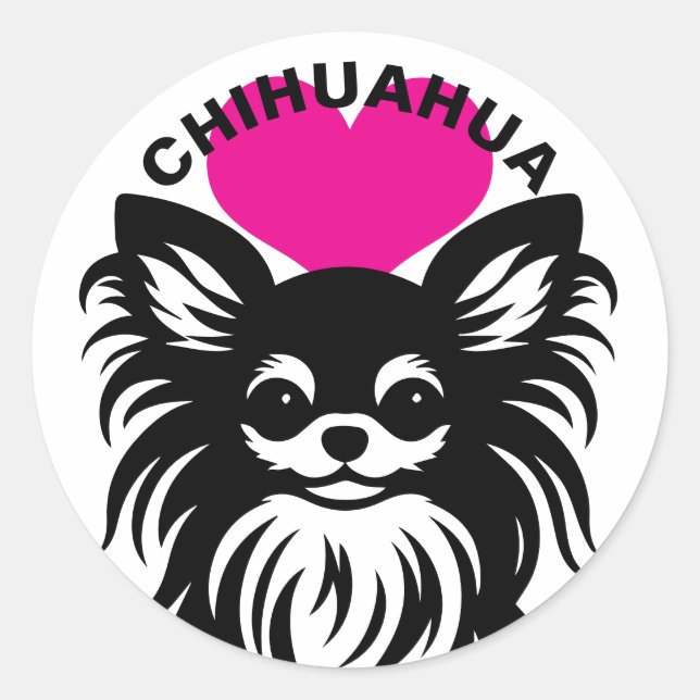 Adesivo I Love Long-Haired Chihuahuas Cute Puppy (Frente)
