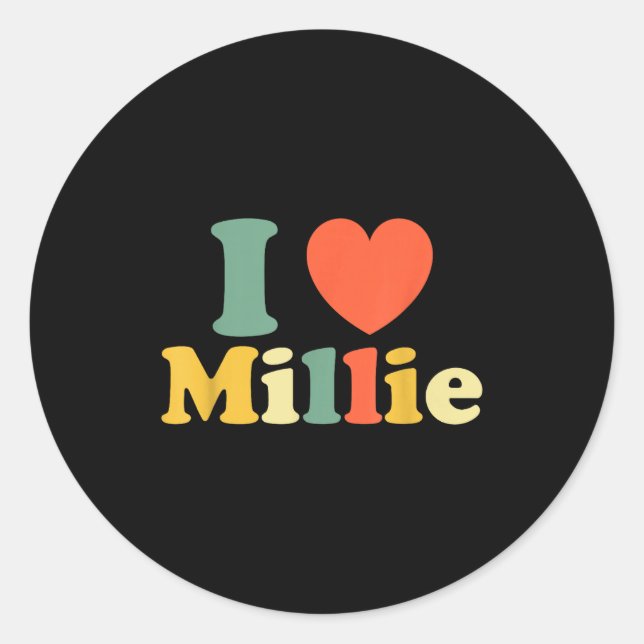 Adesivo I Love Millie, I Heart Millie, Red Heart Valentine (Frente)