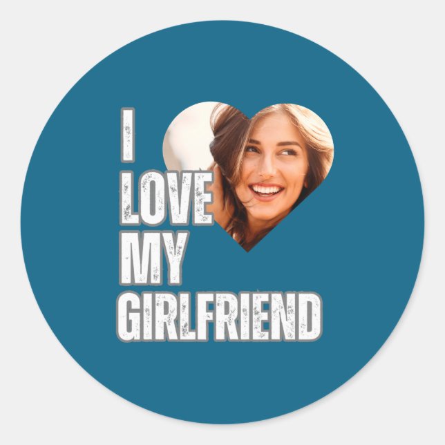 Adesivo I Love My Girlfriend Heart Photo Boyfriend Gift  (Frente)