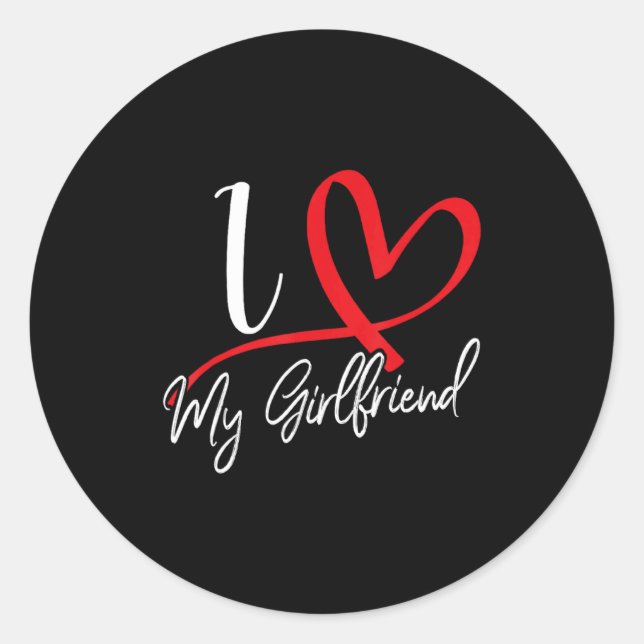 Adesivo I Love My Girlfriend Red Heart Couples Valentines  (Frente)