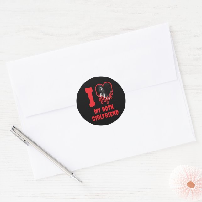 Adesivo I Love My Goth Girlfriend Red Heart Photo (Envelope)