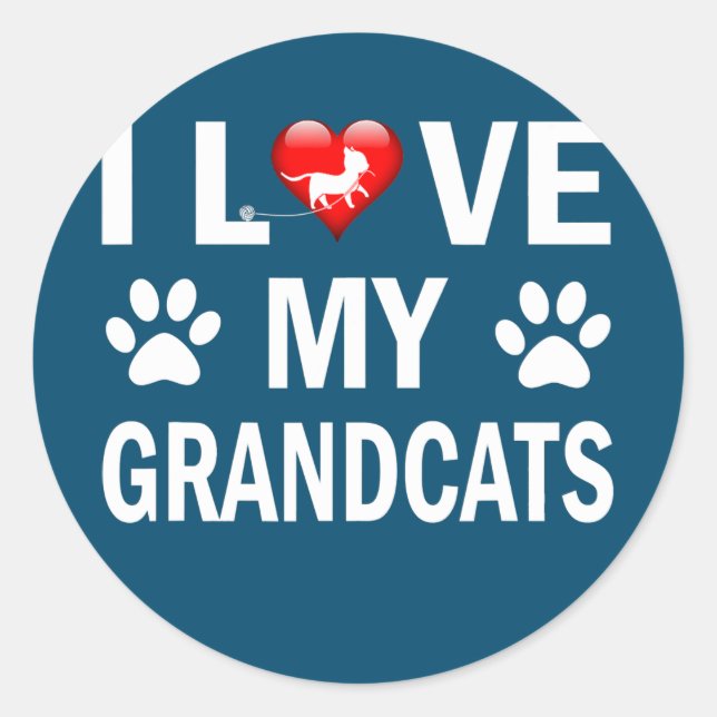 Adesivo I love my Grandcats Cat Lover Granddad Grandma  (Frente)