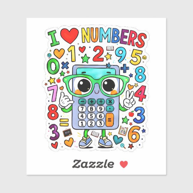 Adesivo I Love Numbers Cute Math Sticker for Kids (Folha)