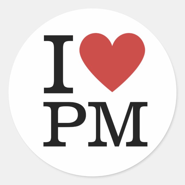 Adesivo I Love PM Project Management Funcionarios PERSONAL (Frente)