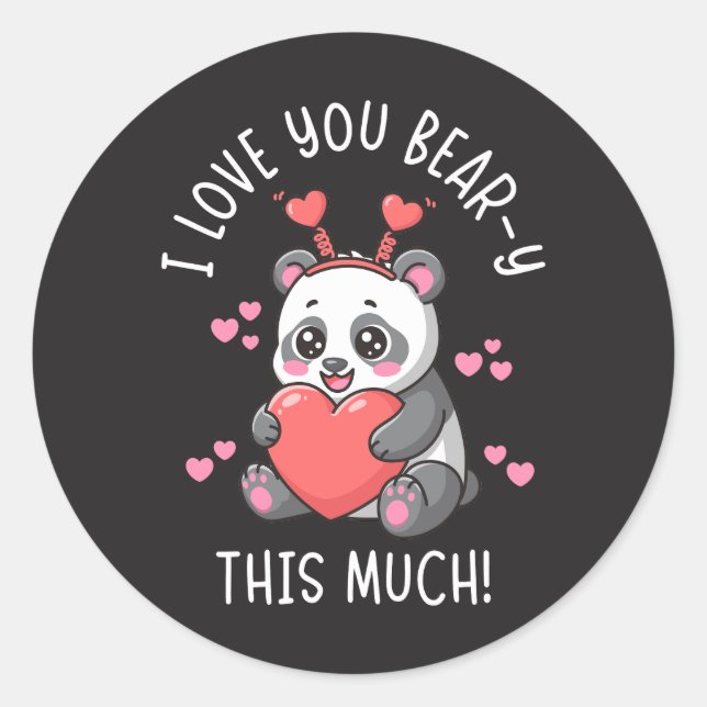 Adesivo I Love You Bear-y This Much - Cute Panda Valentine (Frente)