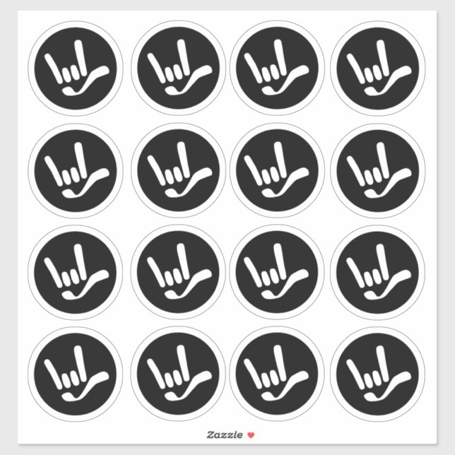 Adesivo "I Love You" ILY in ASL (Folha)