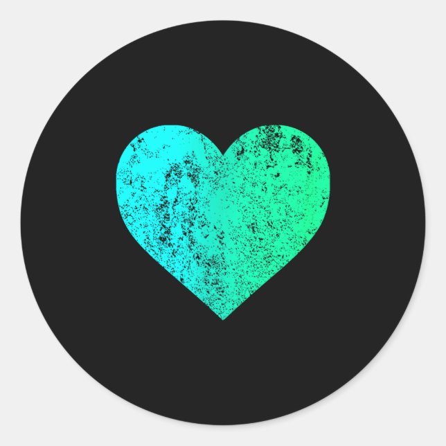 Adesivo I Love You Teal Heart Distressed Valentine's Day  (Frente)