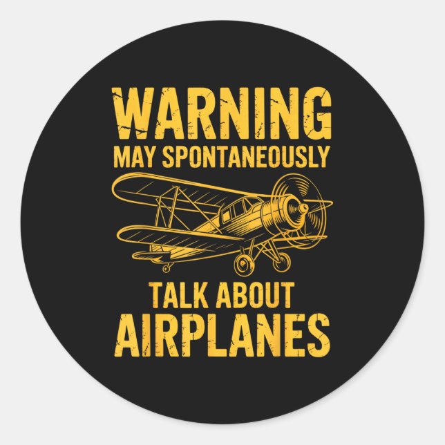 Adesivo I May Sntaneously Talk About Airplanes Funny Airpl (Frente)