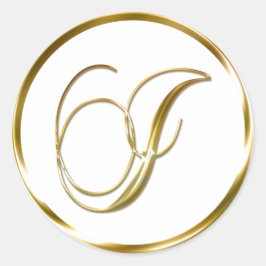 Adesivo I Monograma Faux Envelope Dourado Ou Favor Selo