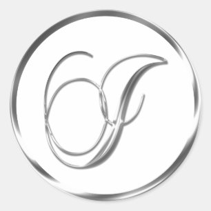 Adesivo I Monograma Faux Silver Envelope Ou Favor Seal