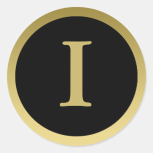 Adesivo I: Monograma I Elegante, Dourado e Preto