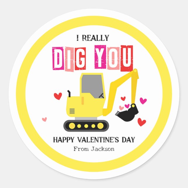 Adesivo I Really Dig You Classroom Valentine's Day (Frente)
