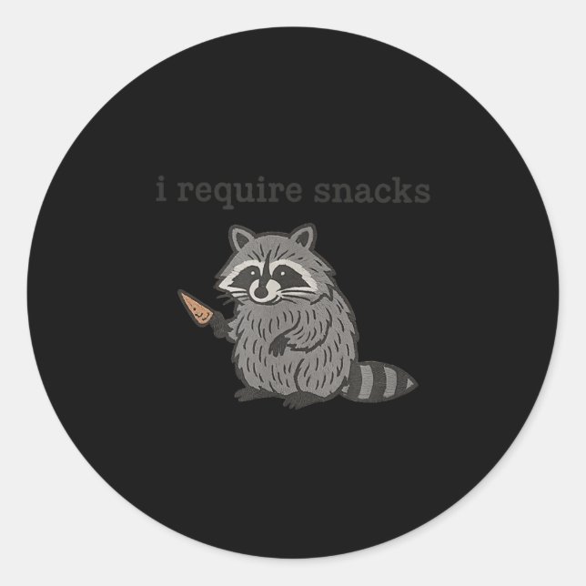Adesivo I Require Snacks Raccoon Shirt Men Women Funny Rac (Frente)