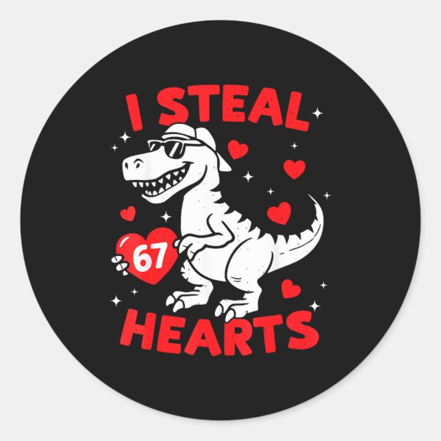 Adesivo I Steal 67 Heart Dinosaur For Boys Girls Kids Vale (Frente)
