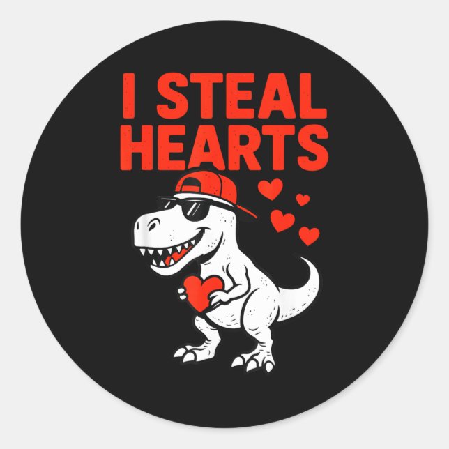 Adesivo I Steal Hearts Trex Dino Baby Boy Valentines Toddl (Frente)