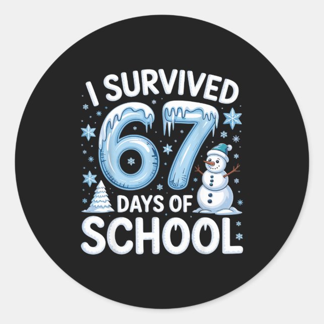 Adesivo I Survived 67 Days Of School Christmas Candy Cane  (Frente)