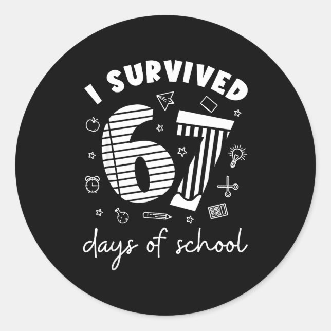 Adesivo I Survived 67 Days Of School Cool Teacher Design  (Frente)