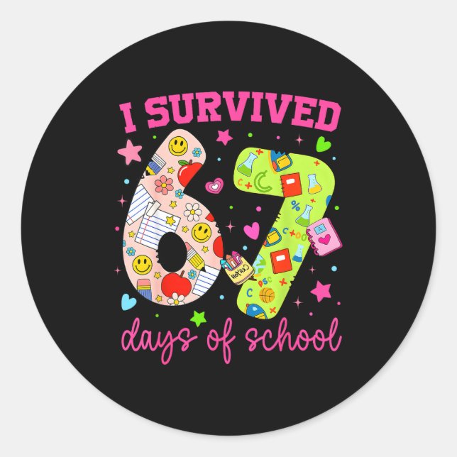 Adesivo I Survived 67 Days Of School Funny Camouflage Boy  (Frente)
