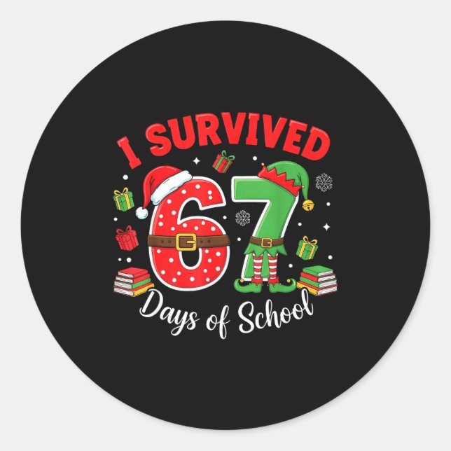 Adesivo I Survived 67 Days Of School Funny Christmas Teach (Frente)