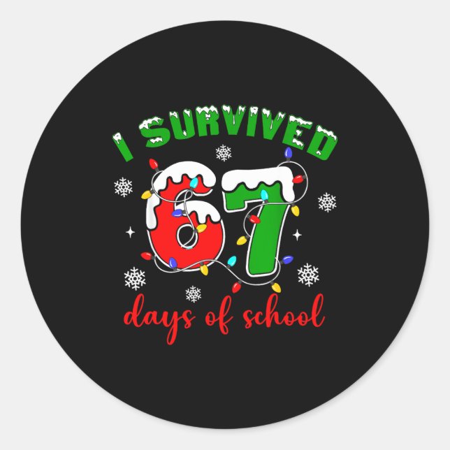 Adesivo I Survived 67 Days Of School Funny Christmas Teach (Frente)