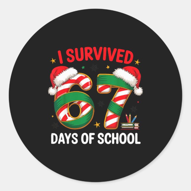 Adesivo I Survived 67 Days Of School Funny Gen Christmas  (Frente)
