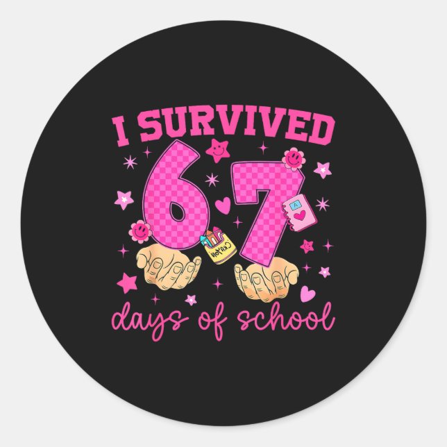 Adesivo I Survived 67 Days Of School Funny Meme Boy Girl T (Frente)