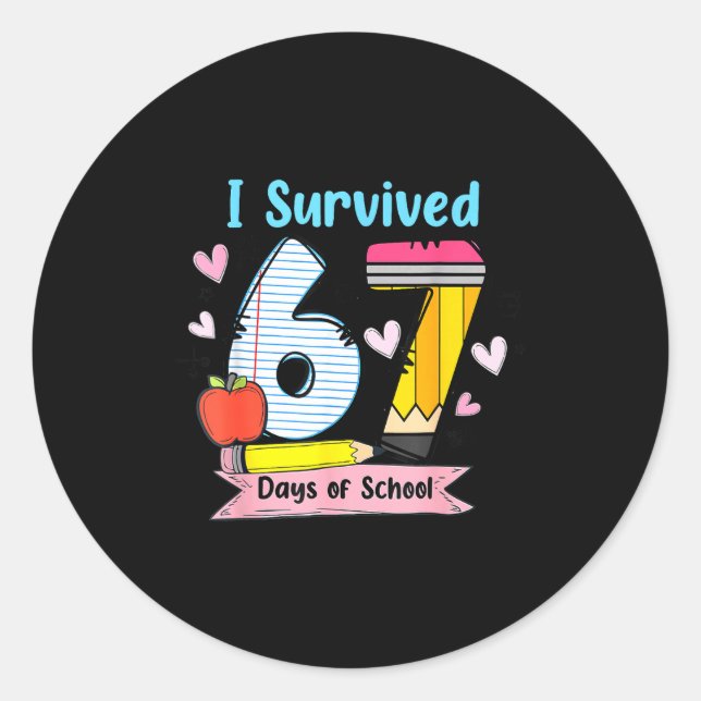 Adesivo I Survived 67 Days Of School, Funny Teachers Stude (Frente)