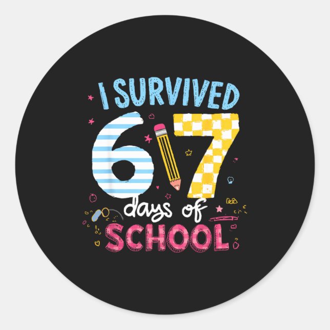 Adesivo I Survived 67 Days Of School Students Teachers Six (Frente)