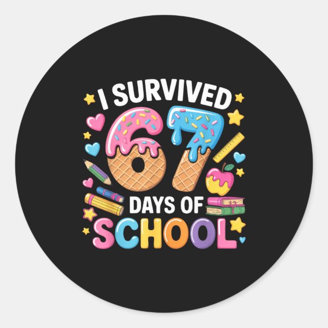 Adesivo I Survived 67 Days Of School Teacher Student Ice C (Frente)