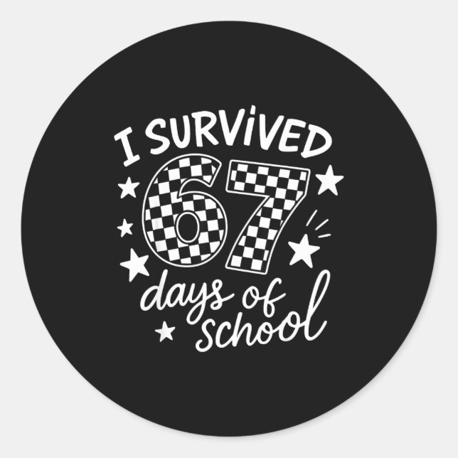 Adesivo I Survived 67 Six Seven Days Of School Checkered B (Frente)