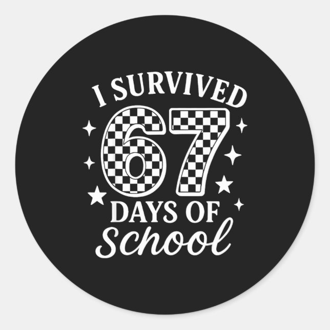 Adesivo I Survived 67 Six Seven Days Of School Checkered B (Frente)